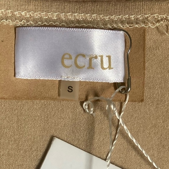 ECRU Clothing Suede Leather V Neck Short Sleeve Top NWT in Caramel Tan - Picture 5 of 8